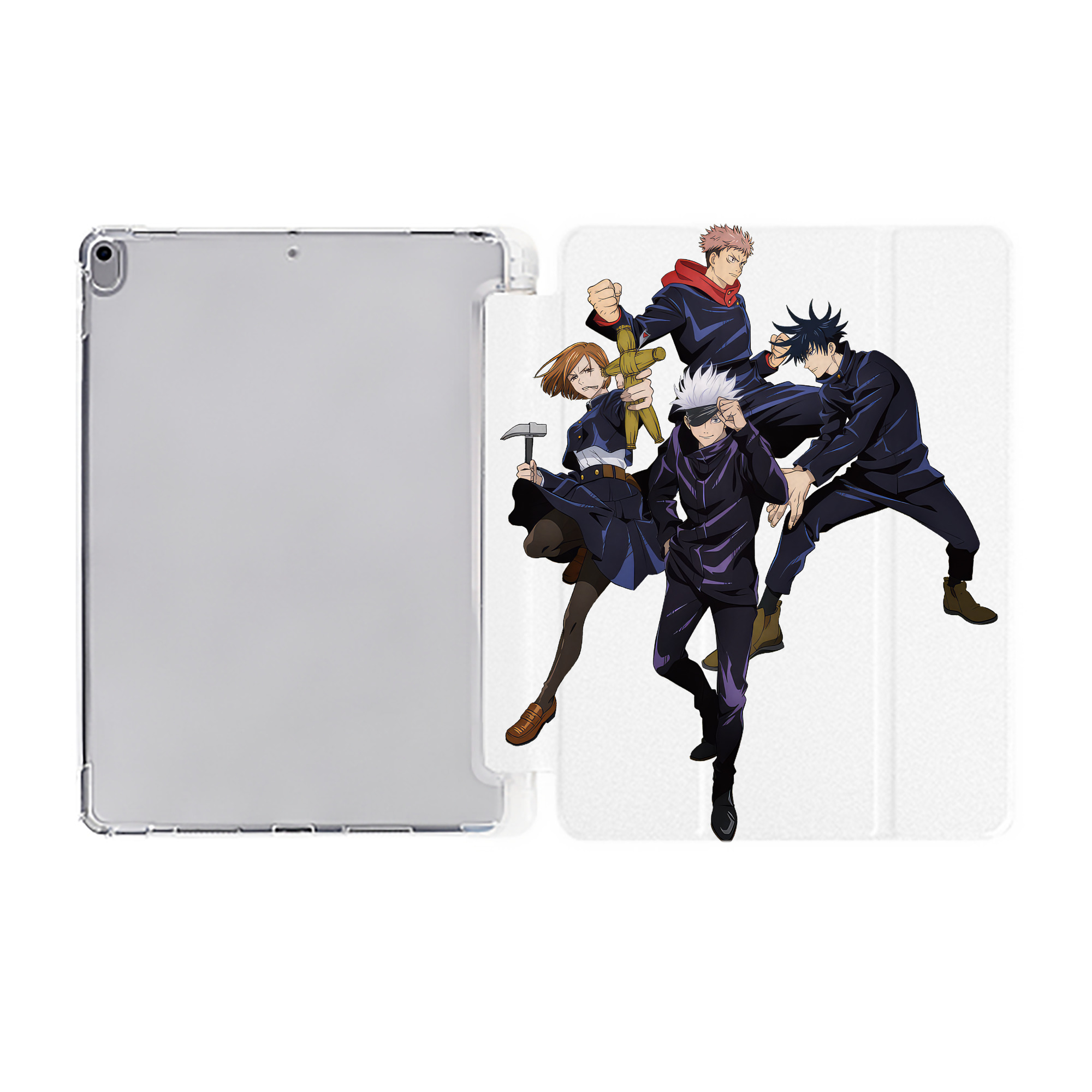 （画像用） 呪術廻戦 Jujutsu Kaisen IPad ケース ペン収納付き 三つ折りスタンド PUレザー×シリコン 対応機種9.5/10.5/10.9インチ